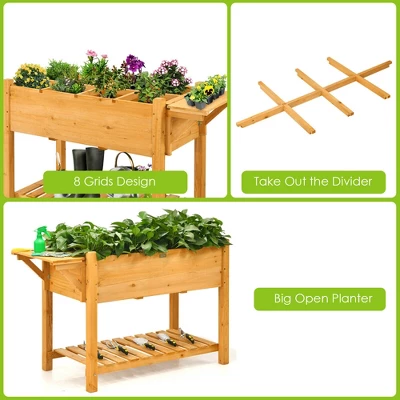 Costway Raised Garden Bed Elevated Planter Box Kit W/8 Grids & Folding Tabletop 7 Costway Raised Garden Bed Elevated Planter Box Kit W/8 Grids & Folding Tabletop - Image 7
