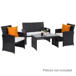 Costway 8PCS Patio Rattan Furniture Conversation Set Cushioned Sofa Table Garden Black -Costway GUEST 30e0cc64 5296 4815 b815 48ca395ad114
