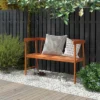 Costway Patio Acacia Wood Bench 2-Person Slatted Seat Backrest 800 Lbs Natural Outdoor