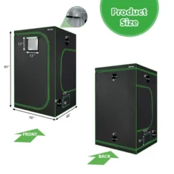 Costway 4x4 Grow Tent, 48''x48''x80'' High Reflective Mylar W/Observation Window GrayBlack -Costway GUEST 30eeb9c0 0c18 48aa b800 1fc5106b9773