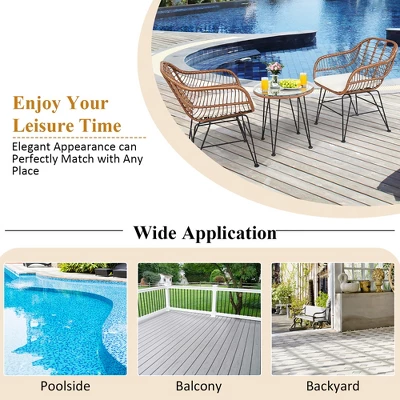 Costway 3PCS Patio Rattan Bistro Set Coffee Table Armchair Garden 6 Costway 3PCS Patio Rattan Bistro Set Coffee Table Armchair Garden - Image 6