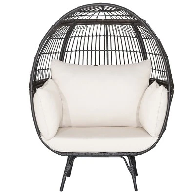 Costway Patio Oversized Rattan Wicker Egg Chair Lounge Basket 4 Cushion Indoor & Outdoor 8 Costway Patio Oversized Rattan Wicker Egg Chair Lounge Basket 4 Cushion Indoor & Outdoor - Image 8