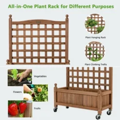 Costway 32in Wood Planter Box W/Trellis Mobile Raised Bed For Climbing Plant 14 Costway 32in Wood Planter Box W/Trellis Mobile Raised Bed For Climbing Plant -Costway GUEST 31b651ee 166e 4772 8871 50e99291e28a