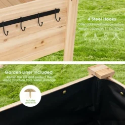 Costway 48'' Wood Raised Garden Bed W/Tool Hook Elevated Planter Stand W/Funnel Design -Costway GUEST 31f42204 65cc 453b a0ff ba8e06065953