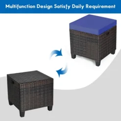 Costway 2PCS Patio Rattan Ottoman Cushioned Seat Foot Rest Coffee Table Furniture Garden Navy 11 Costway 2PCS Patio Rattan Ottoman Cushioned Seat Foot Rest Coffee Table Furniture Garden Navy -Costway GUEST 320035b1 509c 4c67 be09 3d5fa853bd7f