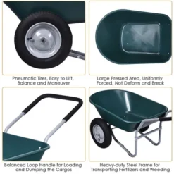 Costway 2 Tire Wheelbarrow Cart Heavy-duty Dolly Utility Cart Green -Costway GUEST 3229149d 93c6 4d3e b029 a6566a1b2af8