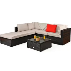 Costway 6PCS Outdoor Patio Rattan Furniture Set Cushioned Sectional Sofa Table Ottoman 17 Costway 6PCS Outdoor Patio Rattan Furniture Set Cushioned Sectional Sofa Table Ottoman -Costway GUEST 3233949b 656c 4ed3 8b8f 2ed6f8aa8ec8