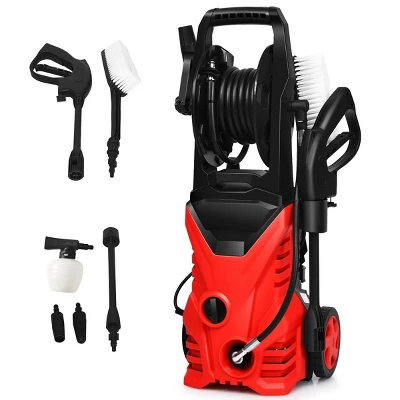 Costway 2030PSI Electric Pressure Washer Cleaner 1.7 GPM 1800W With Hose Reel Red 3 Costway 2030PSI Electric Pressure Washer Cleaner 1.7 GPM 1800W With Hose Reel Red - Image 3