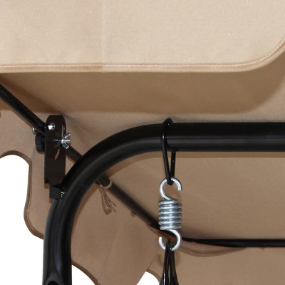 Costway 3 Person Outdoor Patio Swing Canopy Awning Yard Furniture Hammock Steel Beige 4 Costway 3 Person Outdoor Patio Swing Canopy Awning Yard Furniture Hammock Steel Beige - Image 4