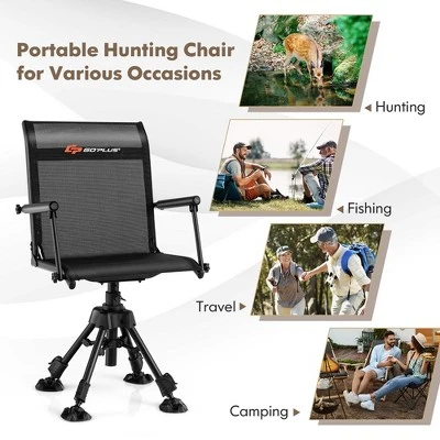 Costway Swivel Hunting Chair W/4 360°Adjustable Legs Folding Silent Swivel Blind Chair 5 Costway Swivel Hunting Chair W/4 360°Adjustable Legs Folding Silent Swivel Blind Chair - Image 5