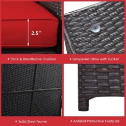 Costway 8PCS Outdoor Patio Rattan Furniture Set Cushioned Loveseat Storage Table RedNavy -Costway GUEST 3266ef64 12be 4908 8025 b1b65a4573e4