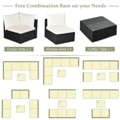 Costway 7PCS Patio Rattan Furniture Set Sectional Sofas Off White & Black Cushion Covers 15 Costway 7PCS Patio Rattan Furniture Set Sectional Sofas Off White & Black Cushion Covers -Costway GUEST 32e33c56 93de 4e41 a9dc 9bc0950e38f2