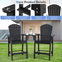 2pcs HDPE Tall Adirondack Chair Barstools Connecting Tray Patio Footrest -Costway GUEST 32f2a018 4b3c 4688 979c 982ab8cdbb15