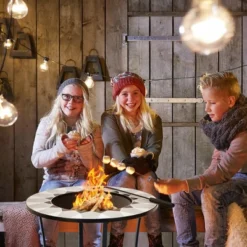 Costway 23.5'' Round Fire Pit Table Wood Burning Heater W/ Mesh Cover & Fire Poker -Costway GUEST 33180df6 52d6 4fbd a7b8 87611676d5af