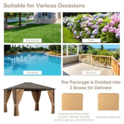 Costway 12' X 10' Patio Hardtop Gazebo W/ Galvanized Steel Top Aluminum Frame Outdoor -Costway GUEST 33405ccf d6e0 4205 8b6a caac62897220