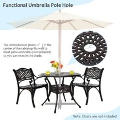 Costway 3 PCS Patio Dining Bistro Set Cast Aluminum Round Patio Table W/Chairs 11 Costway 3 PCS Patio Dining Bistro Set Cast Aluminum Round Patio Table W/Chairs -Costway GUEST 33432d34 bc55 49bd 9fda f18a2cb20835