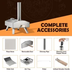 Costway Wood Pellet Pizza Oven Pizza Maker Portable Outdoor Pizza Stone W/ Foldable Leg -Costway GUEST 337a1bf4 0e37 44d2 8de2 814c593af6bc