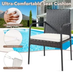 Costway 4PCS Patio Wicker Rattan Dining Chairs Cushioned Seats Armrest Garden -Costway GUEST 338a117b 0c0a 4cbc 893d cf1927b743d9