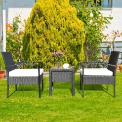 Costway 3PC Patio Rattan Furniture Set Coffee Table Conversation Sofa Cushioned -Costway GUEST 338fc2eb e89d 454b 898e f3c520e2db37