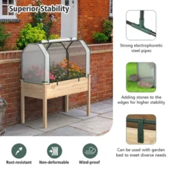 Costway Raised Garden Bed With Dual Zipper Door Greenhouse For Patios And Backyards Grey/Natural -Costway GUEST 3397da44 bea3 4730 b09b 5be4eae27344