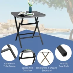 Costway Patio Folding Square Dining Table Aluminum Frame Tempered Glass Top 15 Costway Patio Folding Square Dining Table Aluminum Frame Tempered Glass Top -Costway GUEST 33e5fca6 e426 4d84 9678 1b0e4ab120f7