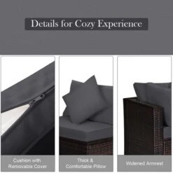 Costway 4PCS Patio Rattan Furniture Set Sofa Ottoman Cushion Garden Deck Grey -Costway GUEST 33f83ce5 c3c6 467c b507 ffdebb90eb49