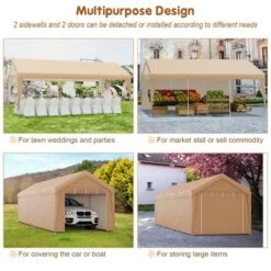 Costway 10x20FT Patio Heavy Duty Carport Garage Removable Sidewall Zippered Door Outdoor -Costway GUEST 34230e03 f507 4e77 a12a 3362539ecdea