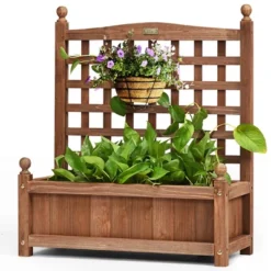 Costway 2 PCS Solid Wood Planter Box With Trellis Weather-Resistant 25"x11"x30" 14 Costway 2 PCS Solid Wood Planter Box With Trellis Weather-Resistant 25"x11"x30" -Costway GUEST 347c37c1 c28a 4c81 9622 57e0b9652c77
