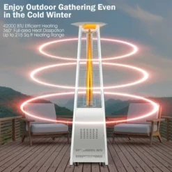 Costway 42,000 BTU Stainless Steel Pyramid Patio Heater Glass Tube Flame W/ Wheels -Costway GUEST 3488868e c864 49e9 8100 c7b78bc433d4