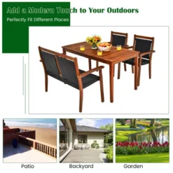 Costway 4PCS Patio Rattan Dining Furniture Set Acacia Wood Frame Stackable Chair Loveseat -Costway GUEST 3491ee94 88fe 48e1 bc22 0c7dcfbdb1d2