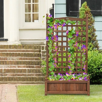 Costway 2 PCS Solid Wood Planter Box With Trellis Weather-Resistant 25"x11"x48" 2 Costway 2 PCS Solid Wood Planter Box With Trellis Weather-Resistant 25"x11"x48" - Image 2