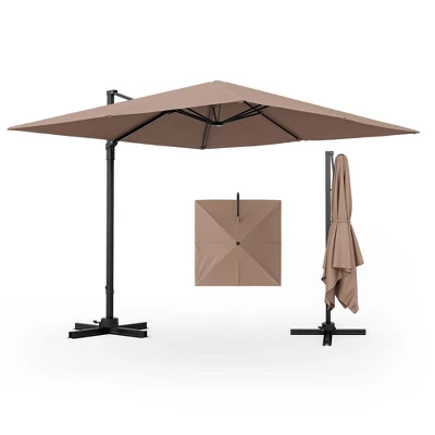 Costway Patio 9.5FT Square Cantilever Offset Hanging Umbrella 2-Tier 360° Outdoor Beige/ Coffee/Navy 11 Costway Patio 9.5FT Square Cantilever Offset Hanging Umbrella 2-Tier 360° Outdoor Beige/ Coffee/Navy - Image 11