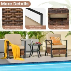 Costway 5PCS Patio Wicker Conversation Set Space Saving Cushions Chairs With Ottomans Table -Costway GUEST 34f148b8 388e 440c ae46 840015057e0b