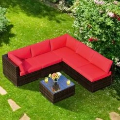 Costway 6PCS Patio Rattan Furniture Set Cushioned Sofa Coffee Table Garden 26 Costway 6PCS Patio Rattan Furniture Set Cushioned Sofa Coffee Table Garden -Costway GUEST 351c7de4 c6a0 40db 816a be155a5ac97c
