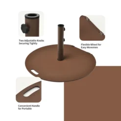 Costway Patio 50LBS Umbrella Base Market Umbrella Stand Wheels Handle Brown 16 Costway Patio 50LBS Umbrella Base Market Umbrella Stand Wheels Handle Brown -Costway GUEST 35421fff ae10 46f7 bc5b f7b95dc1efde