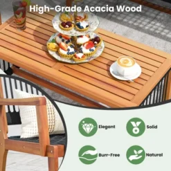 Costway Patio 4pcs Acacia Wood Conversation Table & Chair Set Hand-Woven Rope Outdoor -Costway GUEST 358c2f20 f647 460c 9a80 4c6270cb0868