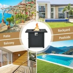 Costway 32'' Square Propane Gas Fire Pit Table With Glass Stones Rain Cover 50,000 BTU 17 Costway 32'' Square Propane Gas Fire Pit Table With Glass Stones Rain Cover 50,000 BTU -Costway GUEST 35a82b73 c015 4fb7 b636 031b7d881a21