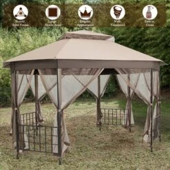 Costway 10' X 12' Octagonal Patio Gazebo Canopy Shelter Double Top W/Netting Sidewalls -Costway GUEST 35dda9fa 7f53 4a13 b145 2db7278c0081