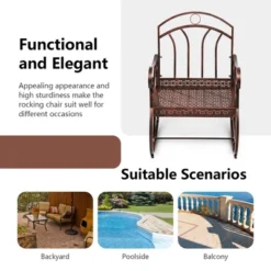 Costway Patio Rocking Chair Art Scroll Rocker Backrest Armrests Antique Copper Backyard -Costway GUEST 360907f4 fff0 4e04 8afa d04c0b5d1b79