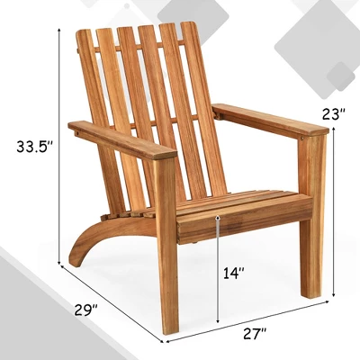Costway Patio Acacia Wood Adirondack Chair Lounge Armchair Durable Outdoor Garden Yard 2 Costway Patio Acacia Wood Adirondack Chair Lounge Armchair Durable Outdoor Garden Yard - Image 2