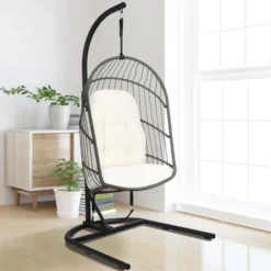 Costway Hanging Wicker Egg Chair W/ Stand Cushion Foldable Outdoor Indoor -Costway GUEST 369a58b3 6d67 48e1 a6a4 f913d24aacca