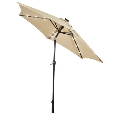 Costway 9' Solar LED Lighted Patio Market Umbrella Tilt Adjustment Crank Lift 7 Costway 9' Solar LED Lighted Patio Market Umbrella Tilt Adjustment Crank Lift - Image 7
