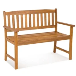 Costway Patio Acacia Wood Bench 2-Person Slatted Seat Backrest 800 Lbs Outdoor Natural -Costway GUEST 373923a8 77bd 4713 8d80 c2067dd6c678