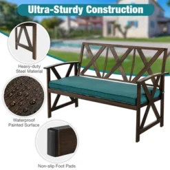 Costway Outdoor Garden Park Bench With Padded Cushion Wood Grain Coated Heavy Duty Frame 13 Costway Outdoor Garden Park Bench With Padded Cushion Wood Grain Coated Heavy Duty Frame -Costway GUEST 3759a187 ecc1 47f6 981b de94c4a84d78