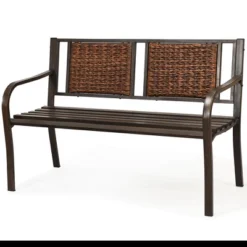 Costway Patio Garden Bench Steel Frame Rattan Backrest Park Yard Outdoor Porch Furniture 13 Costway Patio Garden Bench Steel Frame Rattan Backrest Park Yard Outdoor Porch Furniture -Costway GUEST 37ad9ac4 acb5 49ad a389 16107cc14b58