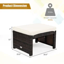 Costway 5PCS Patio Rattan Wicker Furniture Set Sofa Ottoman W/ Cushions White 10 Costway 5PCS Patio Rattan Wicker Furniture Set Sofa Ottoman W/ Cushions White -Costway GUEST 37ed9a3b ba84 40ab b1b4 17faebf4fd31