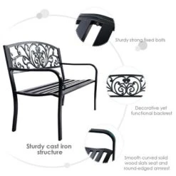 Costway 50'' Patio Park Garden Bench Porch Chair Steel Frame Cast Iron Backrest 12 Costway 50'' Patio Park Garden Bench Porch Chair Steel Frame Cast Iron Backrest -Costway GUEST 3809ab2c 49a9 42e8 8c24 4c0ea8985c50