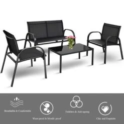 Costway 4 PCS Patio Furniture Set Sofa Coffee Table Steel Frame Garden Deck Black 13 Costway 4 PCS Patio Furniture Set Sofa Coffee Table Steel Frame Garden Deck Black -Costway GUEST 380bcf0c c2a9 494a b572 1127c154240f