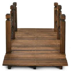 Costway 5 Ft Wooden Garden Bridge Arc Footbridge Stained Finish Walkway W/Rails -Costway GUEST 384e59f2 86e2 46d3 8637 91f92e0032b5