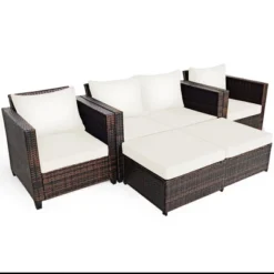 Costway 5PCS Patio Rattan Furniture Set Loveseat Sofa Ottoman Cushioned RedWhite 23 Costway 5PCS Patio Rattan Furniture Set Loveseat Sofa Ottoman Cushioned RedWhite -Costway GUEST 3850caa9 1c66 495d ba9a 5c23c3bf63d8